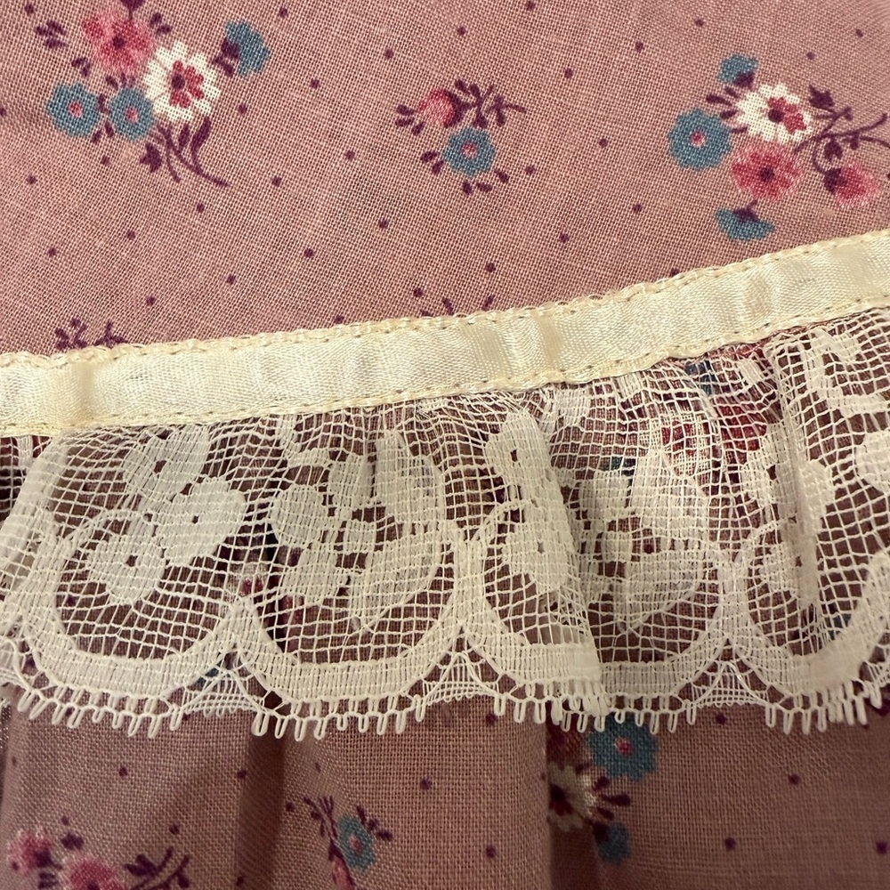 Vintage Gunne Sax Prairie Skirt Floral Lace Trim Cottagecore Boho Made USA Sz 7 - Picture 6 of 9